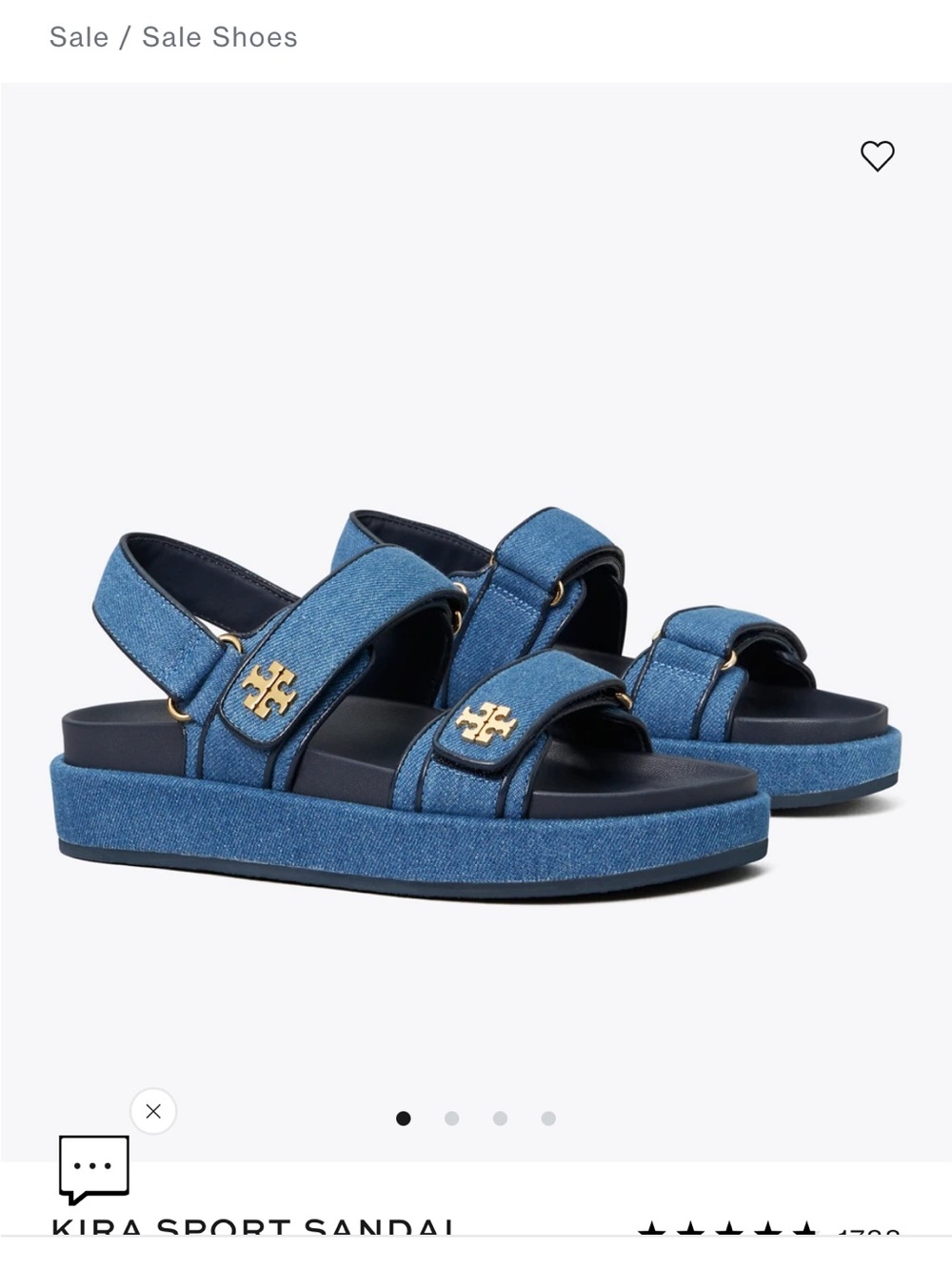 Tory Burch Denim Blue Sport Sandal with Gold Logo